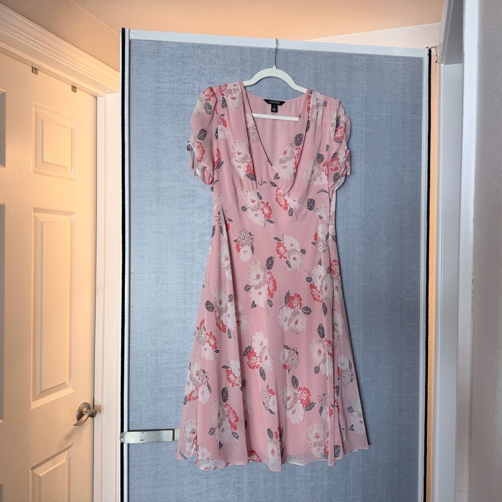 Ralph Lauren Pink Floral Midi Dress